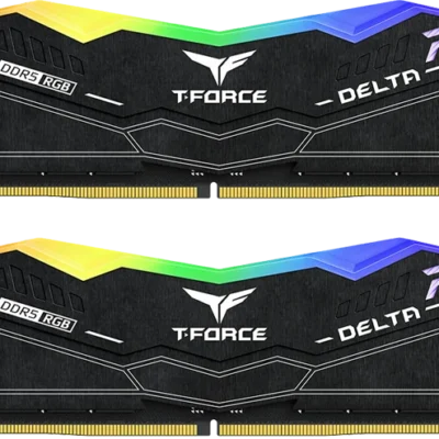 رم کامپیوتر 32 گیگابایت (16GB*2) TeamGroup مدل DELTA RGB DDR5 BLACK 6000MHz