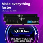 رم لپ تاپ 8 گیگابایت Crucial مدل CT8G56C46S5 DDR5 5600MHz CL46 - تصویر 3